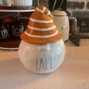 Orange and White Fall Ceramic Gnome